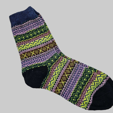 Winter Nordic Style Women's Socks Black Heel