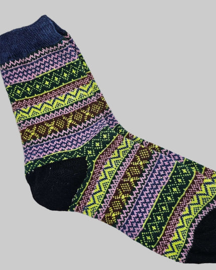 Winter Nordic Style Women's Socks Black Heel