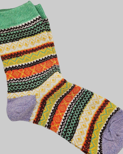 Winter Nordic Style Women's Socks Purple Heel