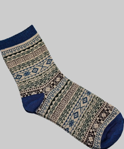 Beautiful pattern Winter Socks - size 4-7 Blue Heel