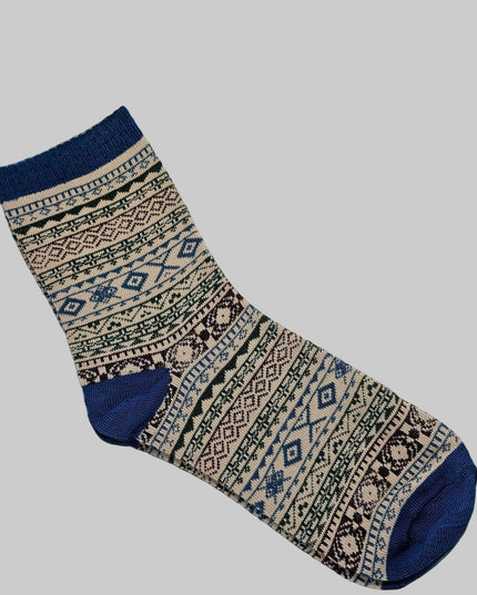 Beautiful pattern Winter Socks - size 4-7 Blue Heel