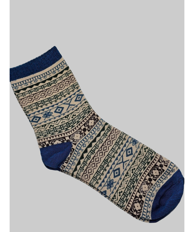 Beautiful pattern Winter Socks - size 4-7 Blue Heel