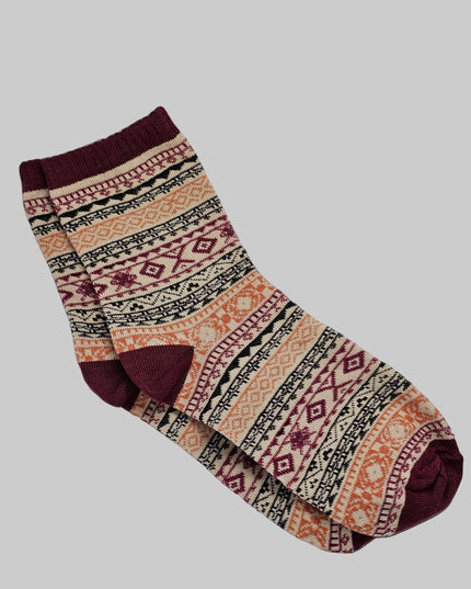 Beautiful pattern Winter Socks - size 4-7 Red Heel