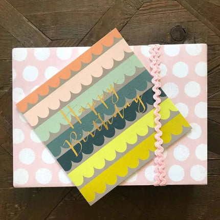 Gold Foiled Scallop Birthday Card
