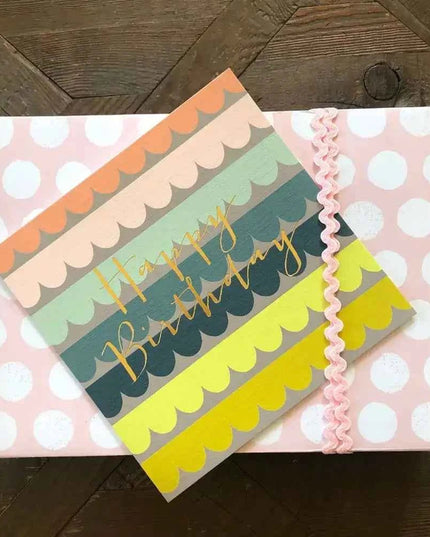 Gold Foiled Scallop Birthday Card
