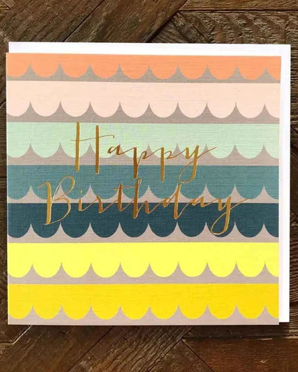 Gold Foiled Scallop Birthday Card