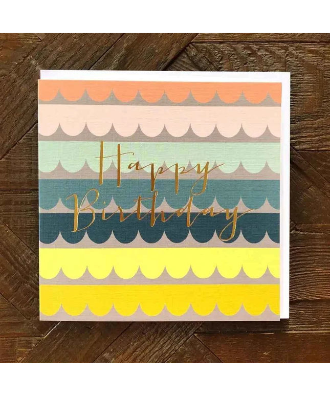 Gold Foiled Scallop Birthday Card