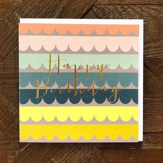 WO43 Gold Foiled Scallop Birthday Card