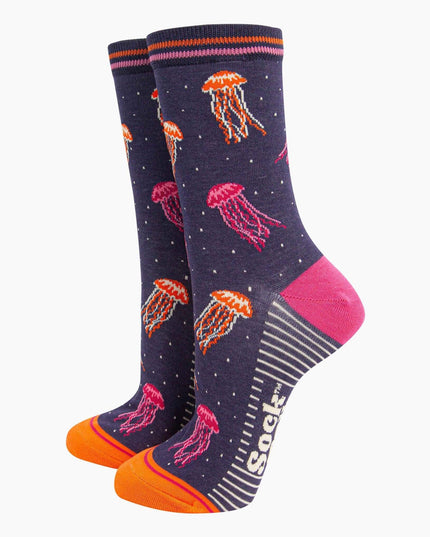 Women's Jellyfish Bamboo Socks - Navy