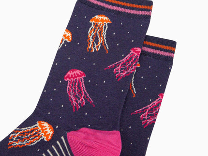 Women's Jellyfish Bamboo Socks - Navy