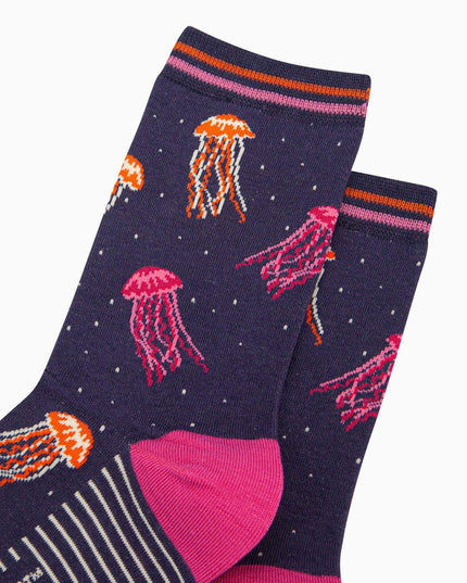 Women's Jellyfish Bamboo Socks - Navy