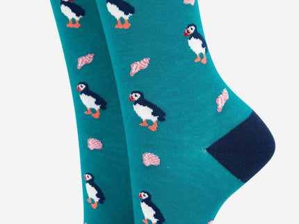 Women's Puffin and Sea Shell Bamboo Socks