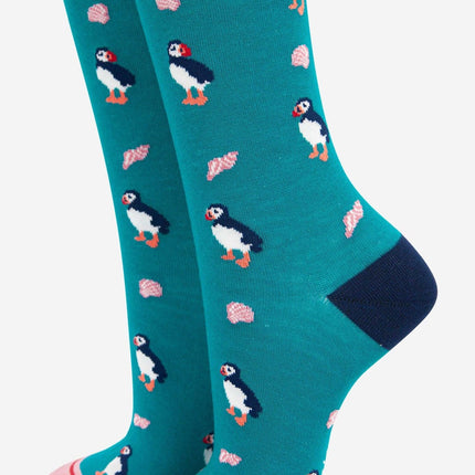 Women's Puffin and Sea Shell Bamboo Socks