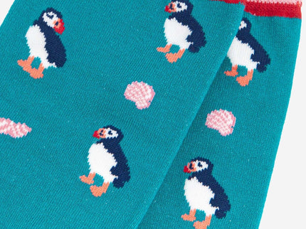 Women's Puffin and Sea Shell Bamboo Socks