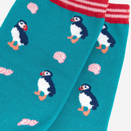 Women's Puffin and Sea Shell Bamboo Socks