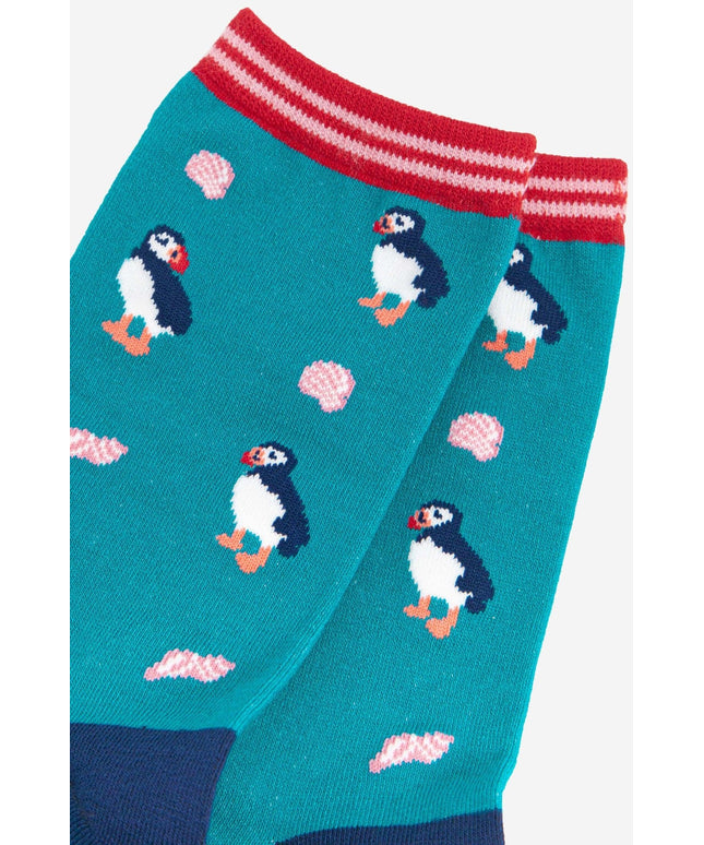 Women's Puffin and Sea Shell Bamboo Socks
