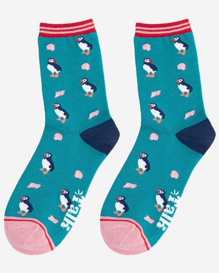 Women's Puffin and Sea Shell Bamboo Socks