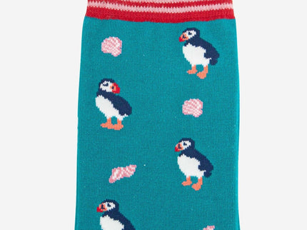 Women's Puffin and Sea Shell Bamboo Socks