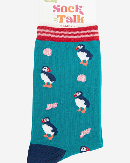 Women's Puffin and Sea Shell Bamboo Socks