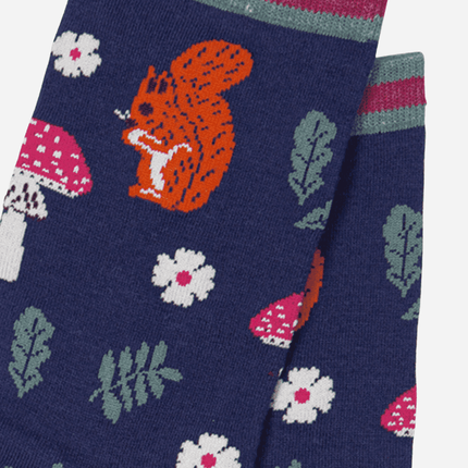 Women's Squirrel Ankle Socks Woodland Animals Toadstools