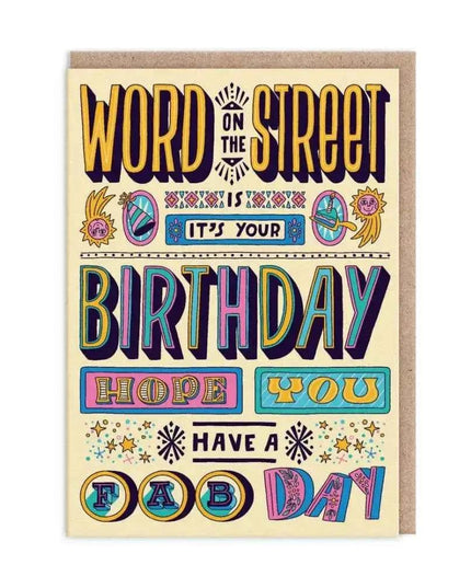 Word On The Street Birthday Card