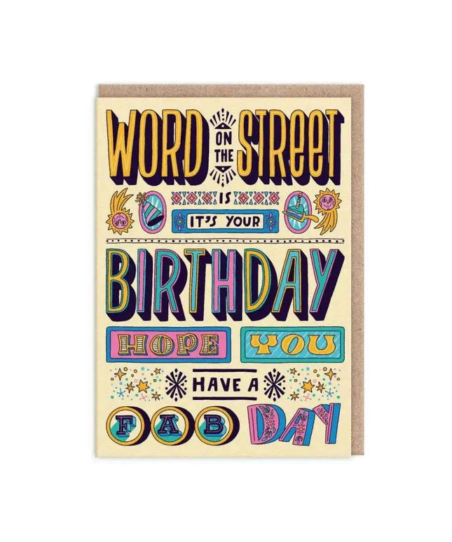 Word On The Street Birthday Card