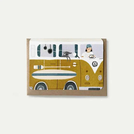 Yellow Campervan Greetings Card