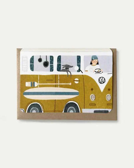 Yellow Campervan Greetings Card