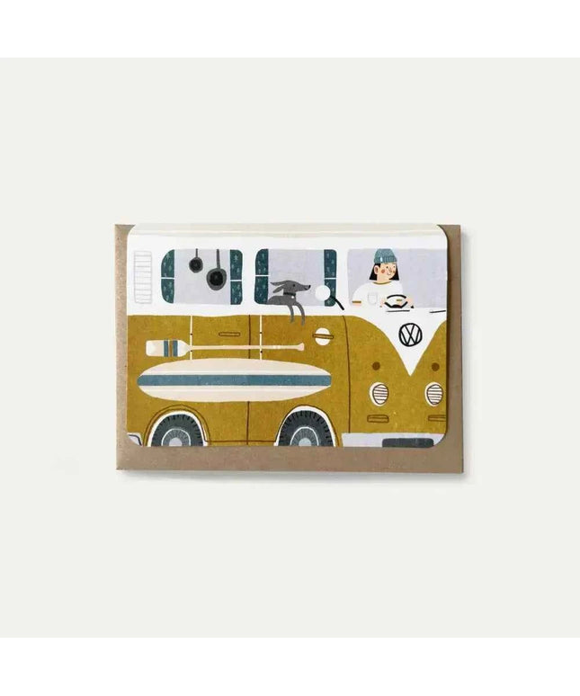 Yellow Campervan Greetings Card