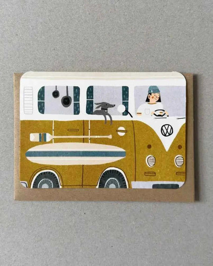 Yellow Campervan Greetings Card