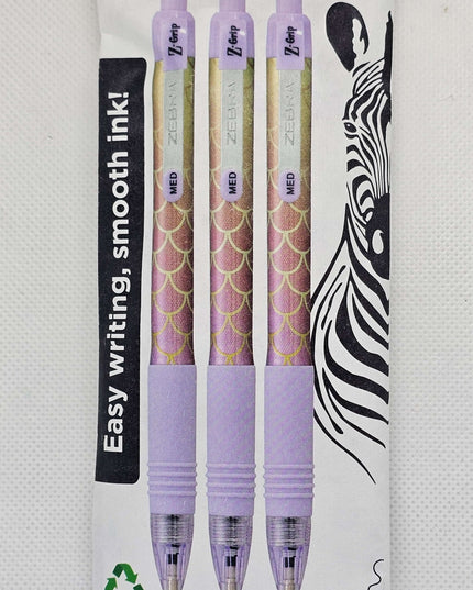 Zebra Z Grip Ballpoint Pens - 3 pen set Black Ink Comfort