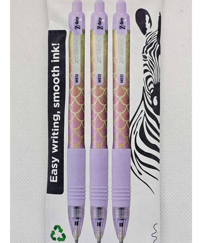 Zebra Z Grip Ballpoint Pens - 3 pen set Black Ink Comfort