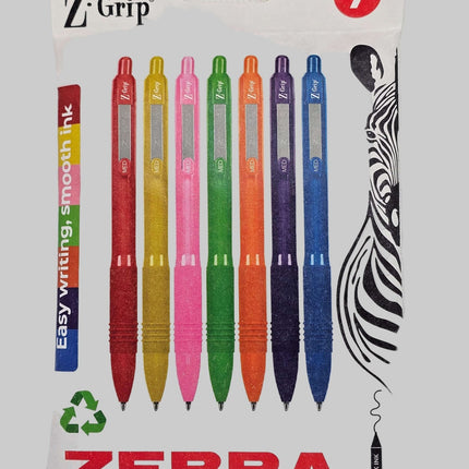Zebra Z Grip Ballpoint Pens - 7 pen set Black Ink Comfort Grip Pens